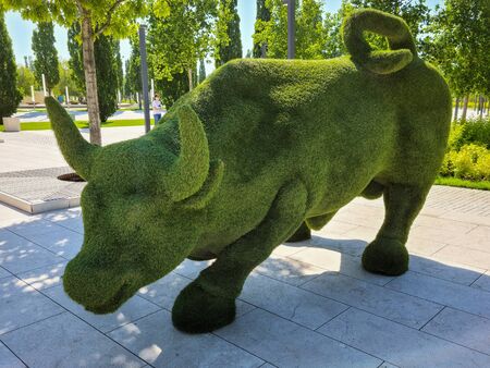 The symbol of the football club Krasnodar ,sculpture of a bull in the Park of Krasnodarの写真素材