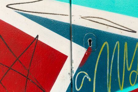 Colorful electrical box. Urban Graffiti. Geometric patterns. Street decorations. Colorful sheet...