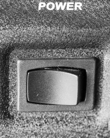 Black power button. Electrical equipment. Supplying devices.の写真素材