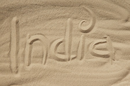 Nice superscription INDIA on the sand  Top Viewの写真素材