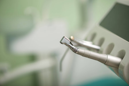 Dentist selecting his items. Dentist equipment. Stomatology toolsの写真素材