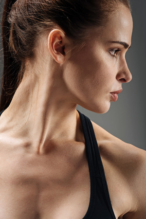 Pretty woman posing after having trainingの写真素材