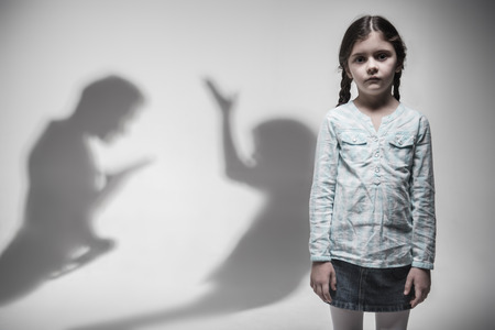 Two silhouette expressing family quarrelの写真素材