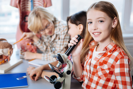 Extraordinary clever children doing scienceの写真素材