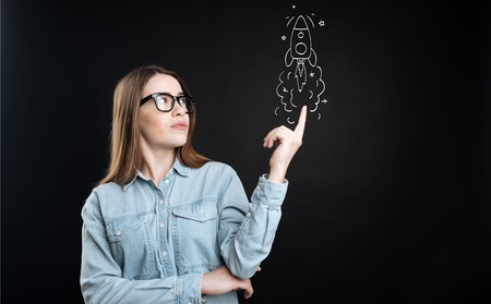 Pleasant woamn implementing idea in lifeの写真素材