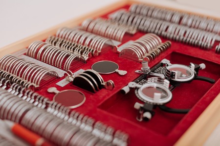 Close up of a box with ophthalmic equipment