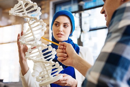 Smart international students learning geneticsの写真素材