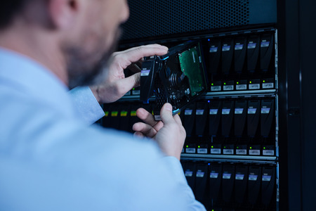 Modern rack server being put on its placeの写真素材