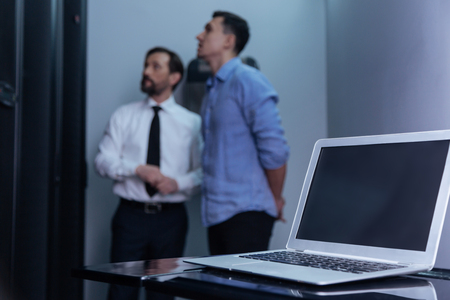 Modern innovative laptop standing on the tableの写真素材