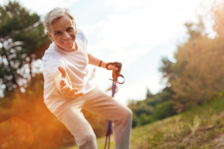 Selective focus of a man's handの写真素材