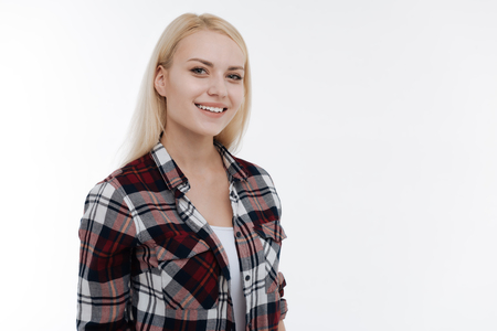 Portrait of beautiful girl that smiling on cameraの写真素材
