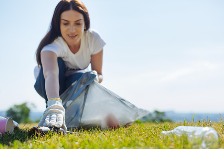 Motivated lively woman supporting local eco imitativeの写真素材