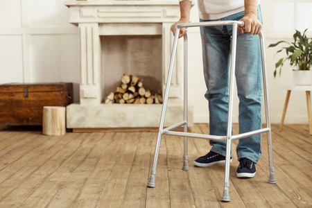 Walking frame being in useの写真素材