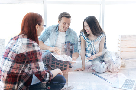 Successful team discussing important projectの写真素材