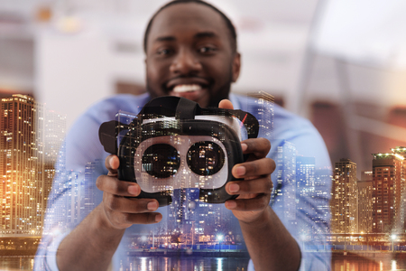 Close up of glasses for virtual realityの写真素材