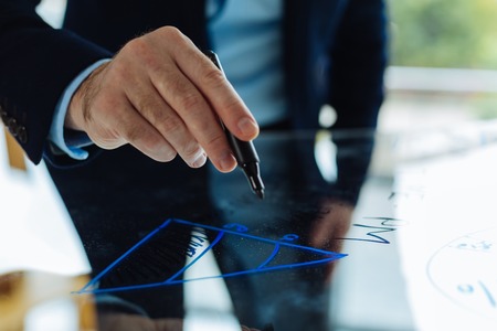 Close up of a blue triangleの写真素材