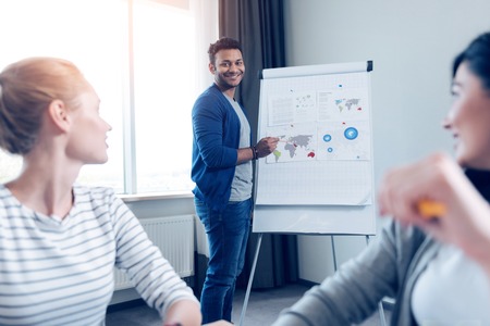 International engineer showing his presentationの写真素材