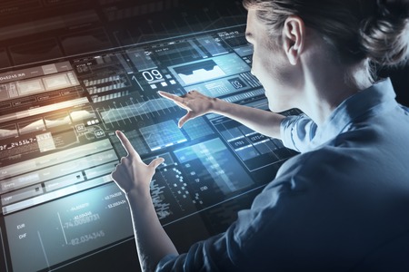 This part. Experienced professional programmer pointing to the screen while showing an important...