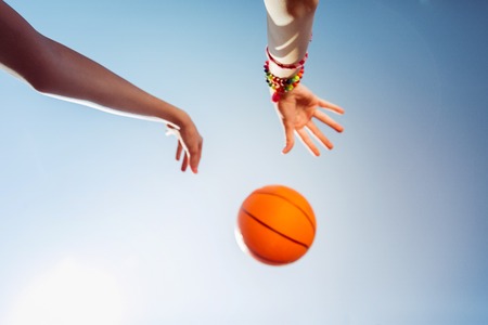 Catch it now. Concentrated player throwing ball and waiting it back