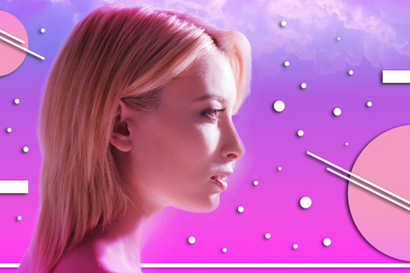 Look only forward. Serious inspired woman looking for inspiration and posing in profile