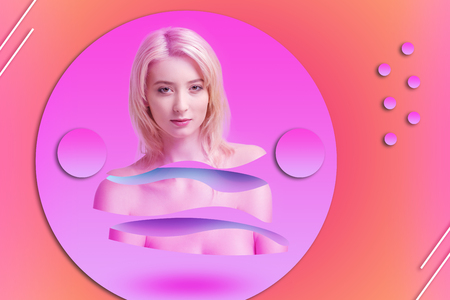 No standards. Earnest thoughtful woman directing gaze at camera and preparing for workの写真素材