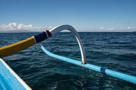 Beautiful view of calm sea waves under blue sky stock photo