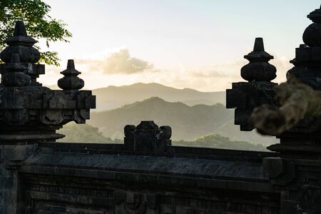 Ancient architectural construction in mountain valley stock photo. Eastern culture concept