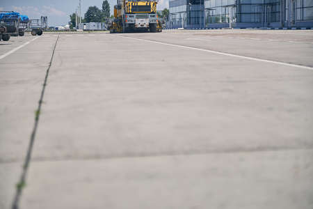 Silhouette of special transportation that being on the background, being ready for exploitation