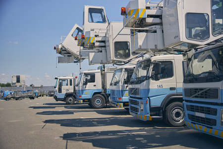 Special transport being on the square and ready to work on the territory of the airportの写真素材