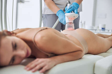 Focused image of hardware cosmetology in beauty centerの写真素材