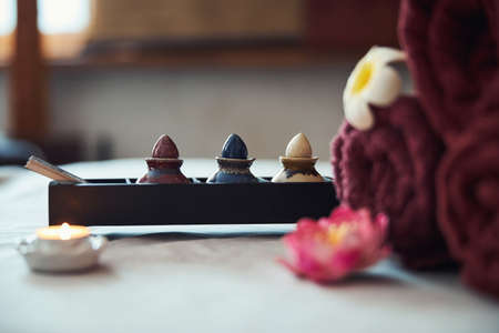 Set of traditional exotic oils for massage