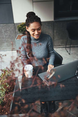 Happy freelance worker ready to start new project
