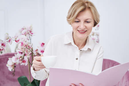 Close up of mature client visiting beauty salon