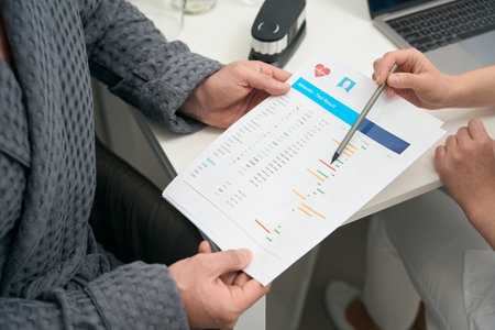 Picture of document with result of research results of body in health centerの写真素材