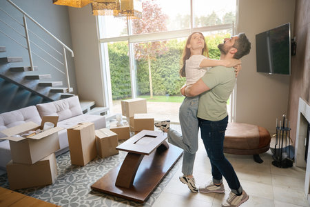 Beautiful couple showing love to each other indoors