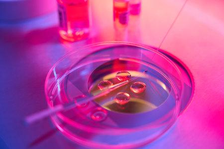 Biotechnological embryo biopsy procedure in a modern laboratoryの写真素材
