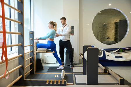 Beautiful woman working out in fitness center