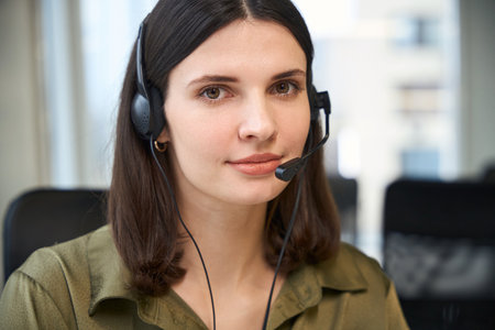 Sales consultant making online customer serviceの写真素材