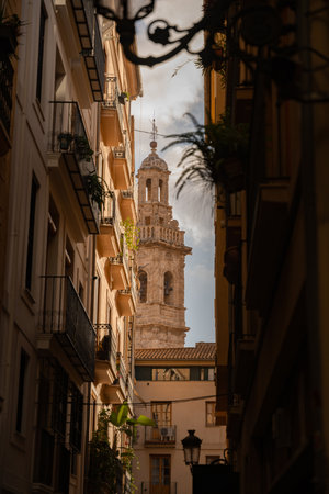 El Migulete is Cathedral with a Gothic-style octagonal bell tower in Valencia, Spain