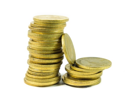 Coin stack on isolated