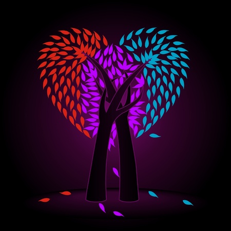 two trees and the heartのイラスト素材