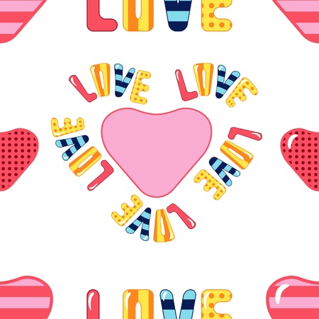 seamless texture with hearts and letter loveのイラスト素材