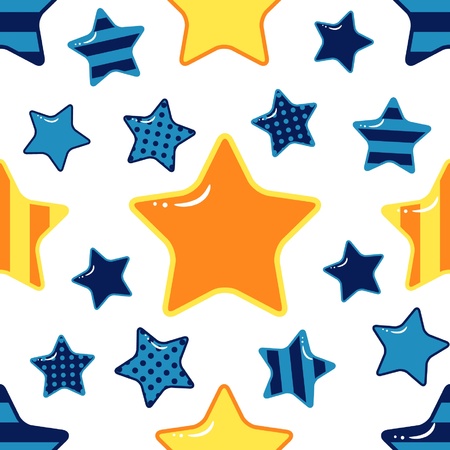 seamless texture with yellow and blue starsのイラスト素材