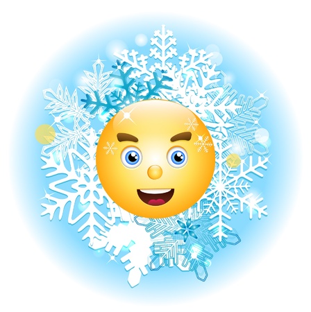 winter sun with snowflakes のイラスト素材