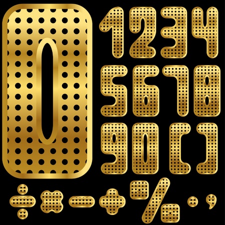 golden numbers with holes のイラスト素材