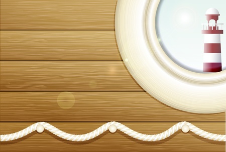 porthole with lighthouseのイラスト素材