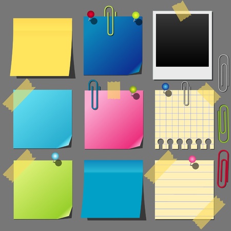 set of paper notesのイラスト素材