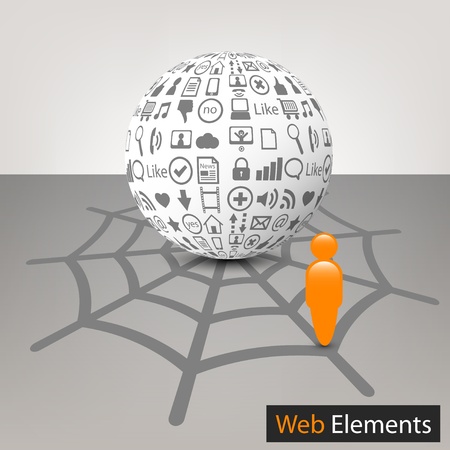 ball with social media icons in web のイラスト素材