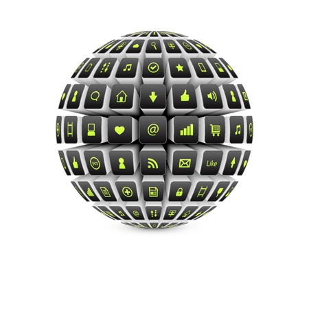 ball with green internet symbolsのイラスト素材