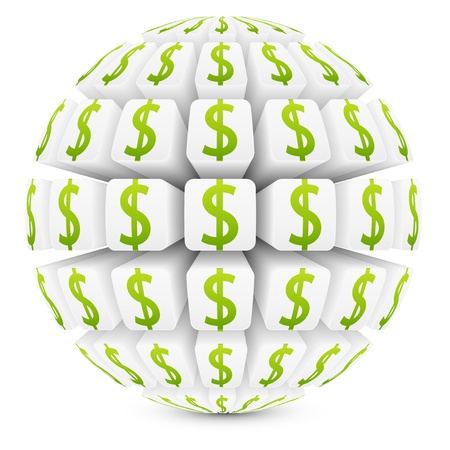 3d sphere with dollar symbol のイラスト素材